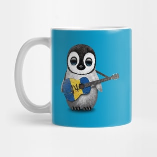 Baby Penguin Playing Barbados Flag Guitar Mug